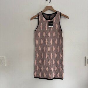 NWT Topshop Pink Black Geometric Print Dress Size 6 Y2K Minimalist Retro